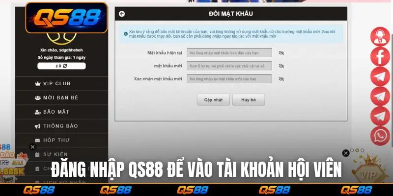 Đăng nhập QS88 để vào tài khoản hội viên