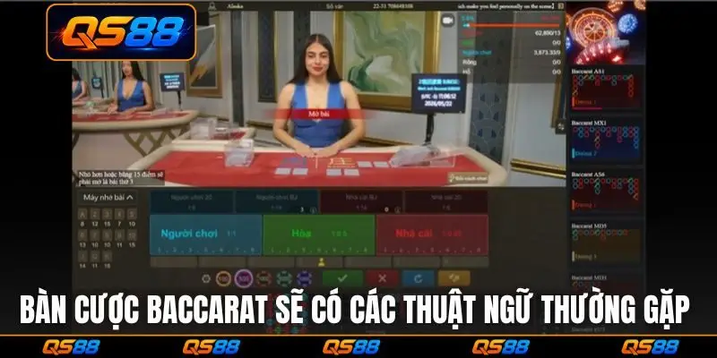Trên bàn cược Baccarat sẽ có các thuật ngữ thường gặp