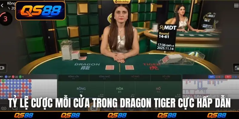 Tỷ lệ cược mỗi cửa trong Dragon Tiger cực hấp dẫn