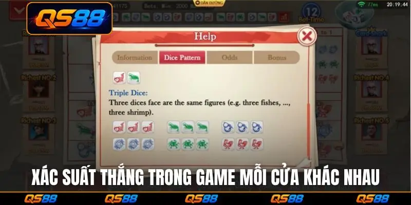 Xác suất thắng trong game mỗi cửa khác nhau