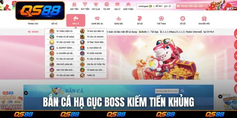 Bắn cá hạ gục boss kiếm tiền khủng