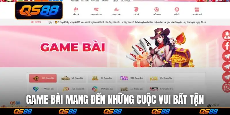 Game bài mang đến những cuộc vui bất tận