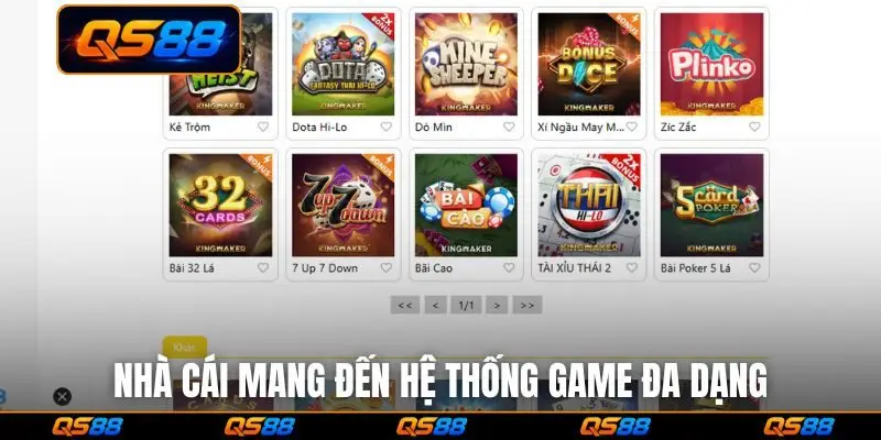 Nhà cái mang đến hệ thống game đa dạng